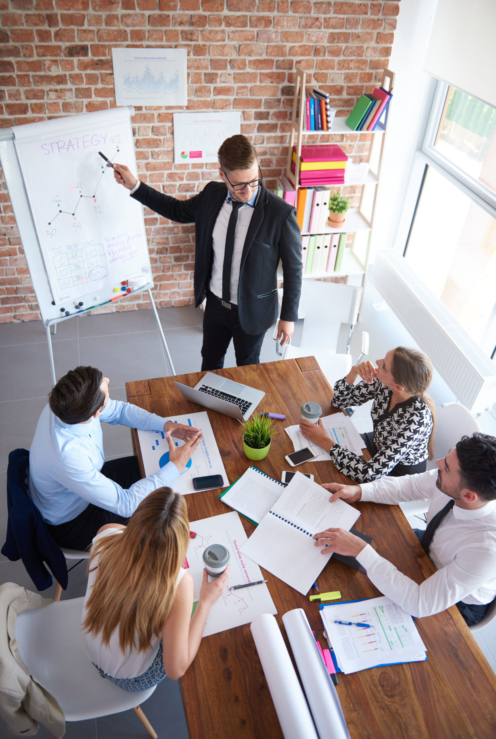 high angle view on business meeting